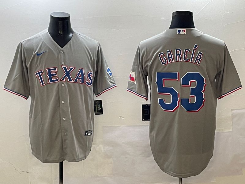 Men Texas Rangers #53 Garcia Grey Game 2025 Nike MLB Jersey style 1->texas rangers->MLB Jersey